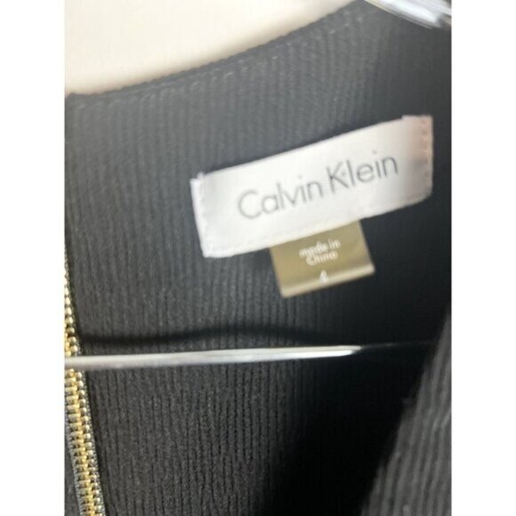 Calvin Klein Womens Black Sleeveless Sheath Dress Size 4 Textured Crisscross Nec - Picture 8 of 8